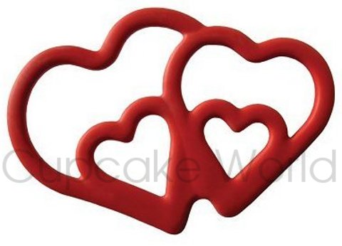 TOVOLO TWIN HEARTS COOKIE BISCUIT CUTTER WITH IMPRINT - Click Image to Close